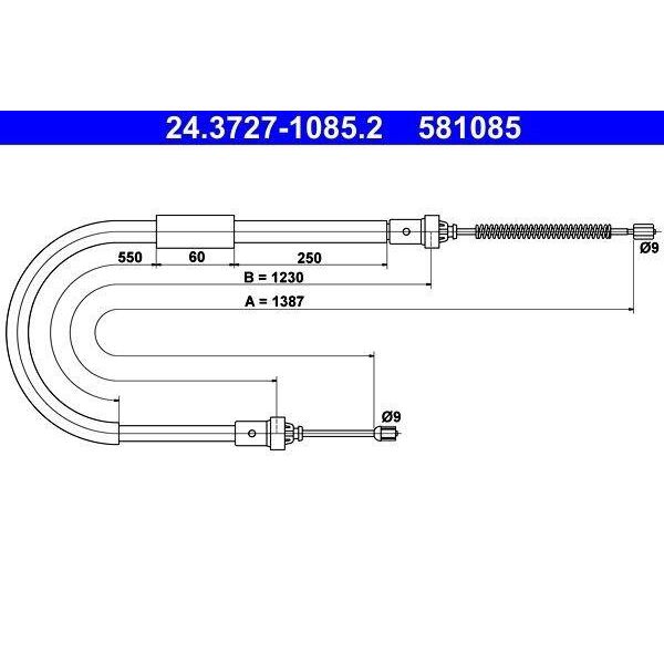 Ate Cavo Del Freno A Mano 24.3727-1085.2 Per Renault Modus / Grand Modus (F/JP0_) 1387Mm-image