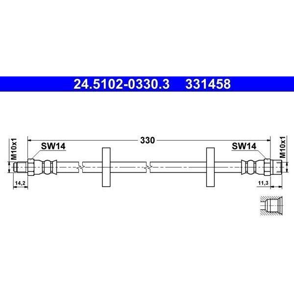 Ate 24.5102-0330.3 Tubo Freno Per Audi 100 Berlina (44, 44Q, C3) 100 Avant (44, 44Q, C3) 200 Berlina (44, 44Q) Quattro (85) 200 Avant (44, 44Q)-image