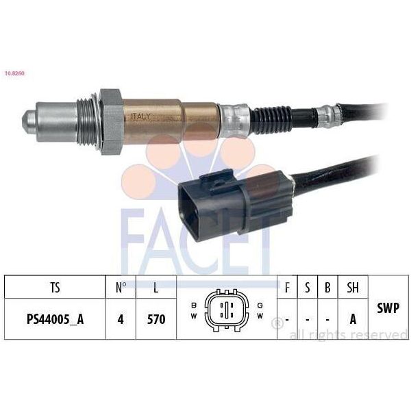 Sonda Lambda Facet Per Hyundai Tucson (Tl, Tle) Sonda Planare Riscaldata 570 Mm 10.8260-image