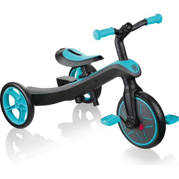 Globber Explorer Trike 2In1 - Triciclo E Balance Bike Per Bambini, 10/8,5 Pollici, Sella In Tpr Regolabile In Altezza, Turchese-image