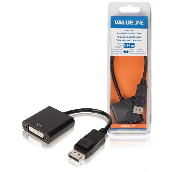 Valueline Vlcb37250B02 Cavo Adattatore Displayport Maschio - Dvi-D 24 + 1 Pin Femmina 0,20 M Nero-image