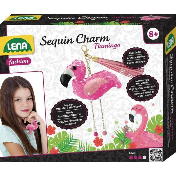 Set Di Artigianato Lena Ciondolo Charm Flamingo In Paillettes Da Realizzare Da Soli-image