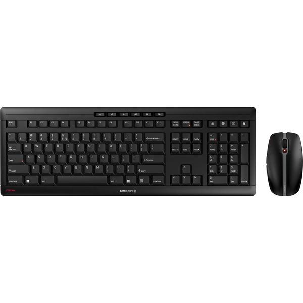 Set Tastiera E Mouse Cherry Stream Desktop, Nero, Qwerty Usa-Inglese Con Simbolo Euro-image