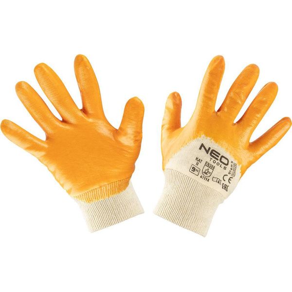 Neo Tools Guanti Da Lavoro, In Cotone, Parzialmente Rivestiti In Nitrile, 4111X, Taglia 9-image