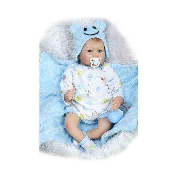 55Cm Reborn Baby Doll Lifelike Fatto A Mano In Vinile Morbido Silicone Lifelike-image