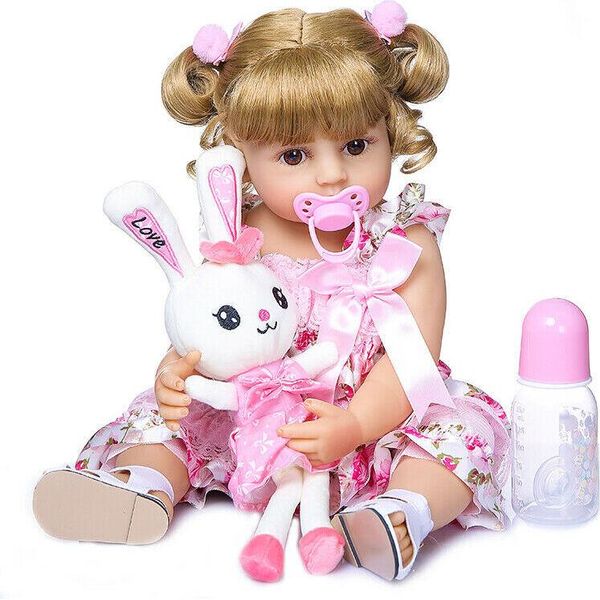 55CM Bambola Reborn Girl Baby Doll Corpo Completo Silicone Vinile Anatomicamente Corretto-image