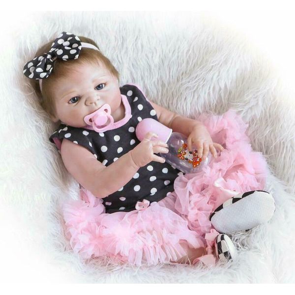 57 Cm Corpo Completo In Silicone Vinile Reborn Baby Doll Girl Anatomicamente Corretto-image