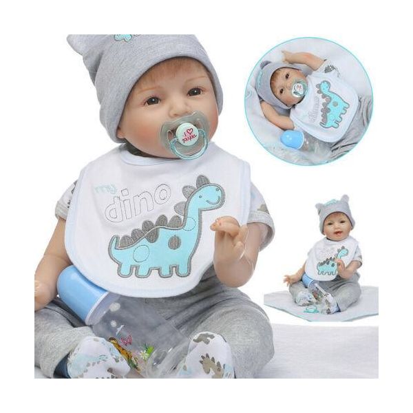 55Cm Silicone Vinyl Flashing Reborn Baby Doll Lifelike Boy Toy Gift-image
