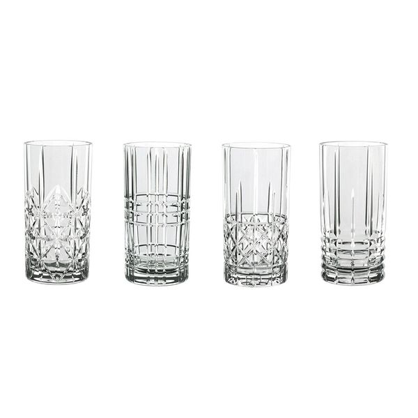 Spiegelau & Nachtmann 4Er Set Longdrink 445 Ml Highland 0097784-0 + 4Er Set Ekm Living Edelstahl Strohhalme (Silber Gerade)-image