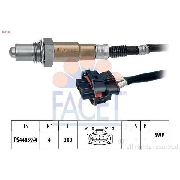 Sonda Lambda Facet Per Opel Corsa C Hatchback (X01) Sonda Planare Riscaldata 300 Mm 10.7136-image