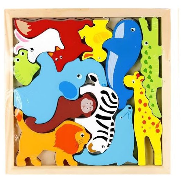 Puzzle In Legno 12El Animali 500655 Mega Creative-image