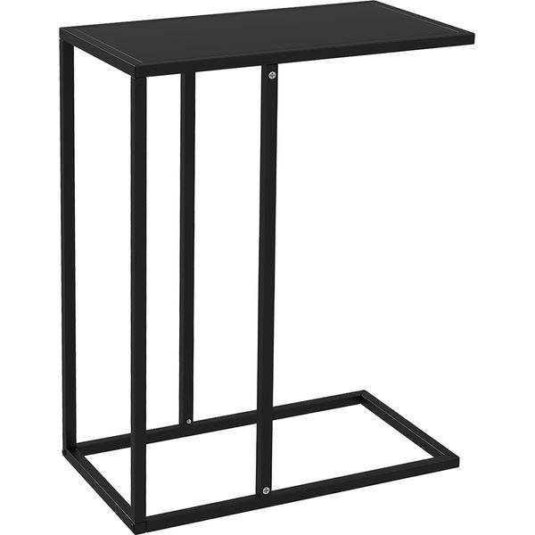 Fortuna Lai Tavolino Tavolino Da Salotto A Forma Di C, Tavolino Da Divano, Comodino Con Struttura In Acciaio, Tavolino Per Laptop Per Camera Da Letto, Ufficio, Nero-image
