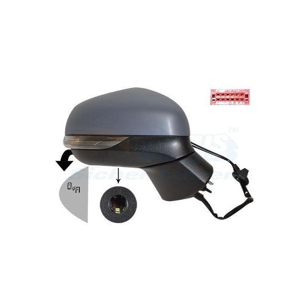 Van Wezel 1809818 Specchietto Esterno Specchietto Laterale Destro Per Ford Fiesta Mk7 Hatchback Convesso Riscaldato Con Primer-image