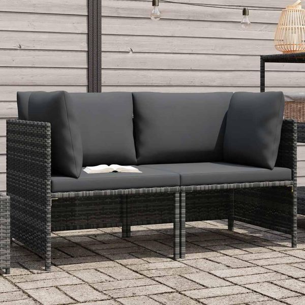 Vidaxl Divano Da Giardino A 2 Posti Con Cuscini In Poly Rattan Grigio-image