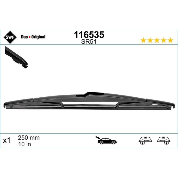 Swf Das Original Tergicristallo Posteriore Per Opel Astra K Sports Tourer (B16) 250 Mm-image