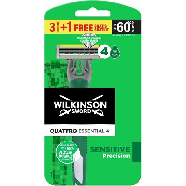 Wilkinson - Rasoio Usa E Getta - Quattro Essential 4 - Rasatura Ravvicinata - 4 Lame - 1 Pezzo-image