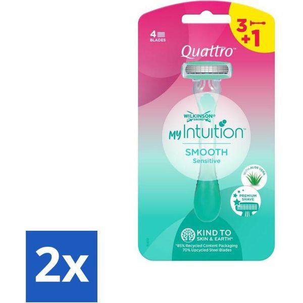 Wilkinson - Rasoio Usa E Getta - Quattro Per Donna - Preciso - 4 Lame - Confezione Risparmio - 2 Pezzi-image