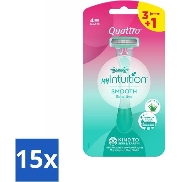 Wilkinson - Rasoio Usa E Getta - Quattro Per Donna - Preciso - 4 Lame - Confezione Risparmio - 15 Pezzi-image