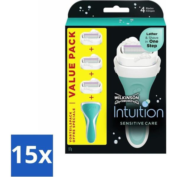 Wilkinson Sword - Lame Di Ricambio - Intuition 2-In-1 Sensitive Care - 3 Lame - Confezione Risparmio - 15 Pezzi-image