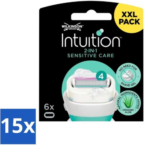 Lamette Wilkinson Intuition 2-In-1 Sensitive Care - 6 Lame - Confezione Risparmio - 15 Pezzi-image