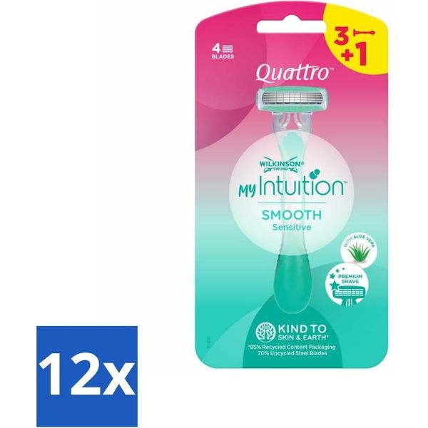 Wilkinson - Rasoio Usa E Getta - Quattro Per Donna - Preciso - 4 Lame - Confezione Risparmio - 12 Pezzi-image