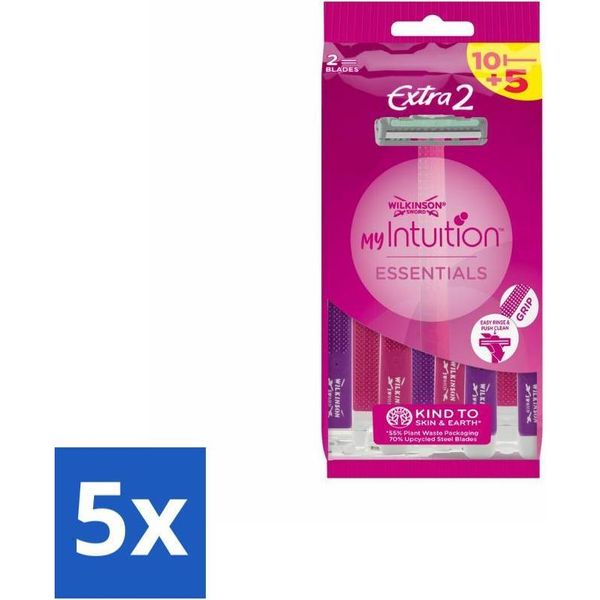 Wilkinson - Rasoio Usa E Getta - Extra 2 Beauty - Extra Comfort - 15 Lame - Confezione Risparmio - 5 Pezzi-image
