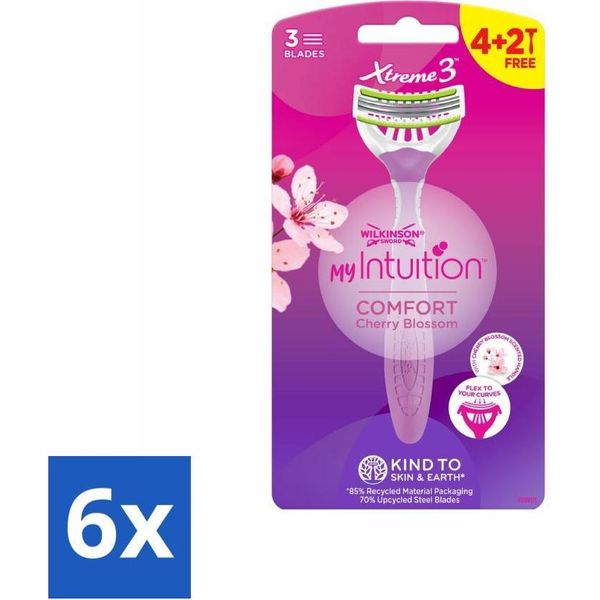 Wilkinson - Rasoio Usa E Getta - Xtreme 3 My Intuition - Confortevole - 6 Lame - Confezione Risparmio - 6 Pezzi-image