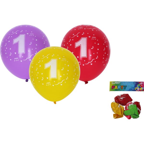 Pallone Gonfiabile 30 Cm - Set Di 5, Con Il Numero 1-image