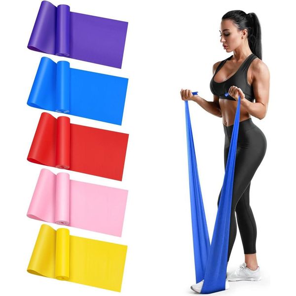 Inf Set Di 5 Fasce Di Resistenza In Tpe - Fasce Elastiche Per Yoga, Pilates E Allenamento A Casa-image
