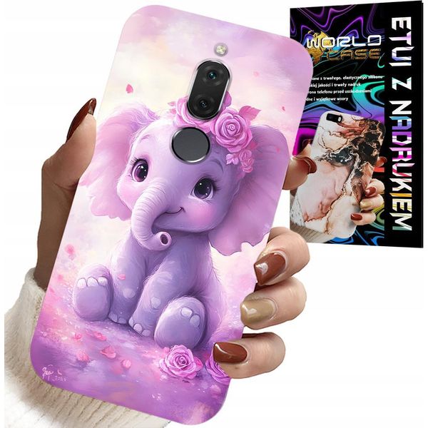Custodia Per Huawei Mate 10 Lite - Simpatico Elefante Su Sfondo Rosa + Pellicola-image