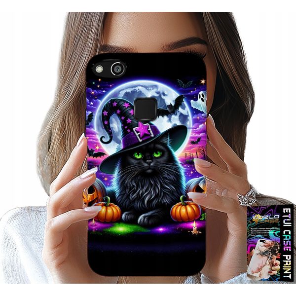 Custodia Per Huawei P9 Lite 2016 - Gatto Nero Halloween Salem Pumpkin Designs-image