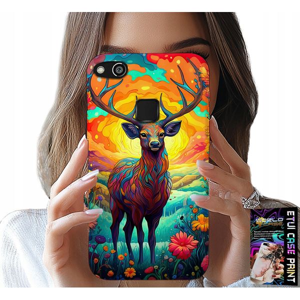 Custodia Per Huawei P10 Lite - Disegni Colorati Cervi Alci Animali Della Foresta-image
