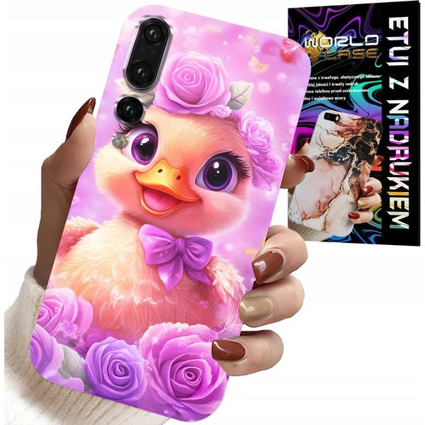 Custodia Per Huawei P20 Plus - Simpatica Anatra, Anatra Su Sfondo Rosa-image