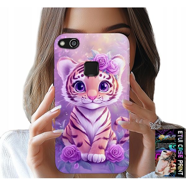 Custodia Per Huawei P9 Lite 2016 - Simpatica Tigre Su Sfondo Rosa + Pellicola-image