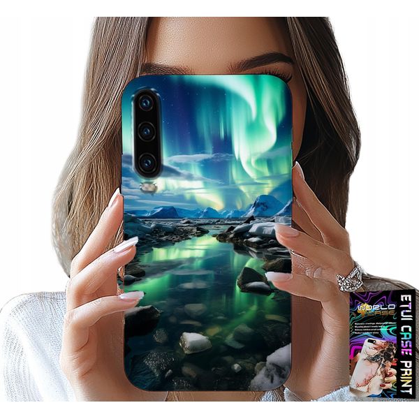 Custodia Per Huawei P30 - Custodia Alaska Aurora Boreale + Vetro-image