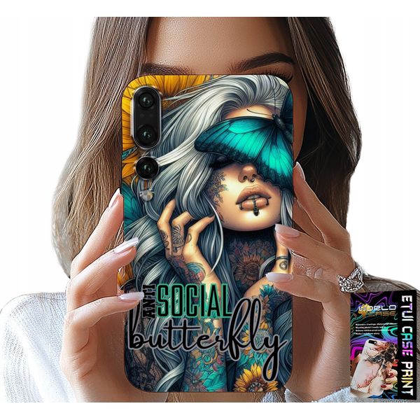 Custodia Per Huawei P20 Plus - Anti Social, Butterfly, Butterfly, Femminile-image