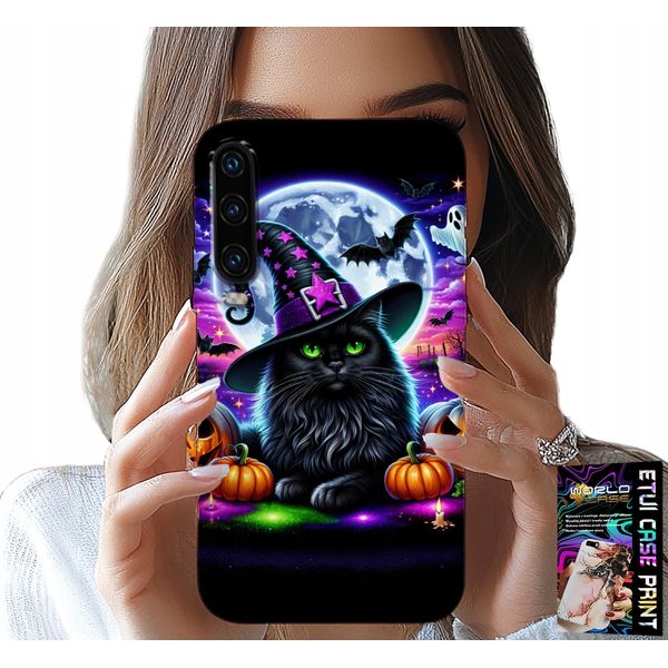 Custodia Per Huawei P30 - Gatto Nero Halloween Salem Pumpkin Designs-image