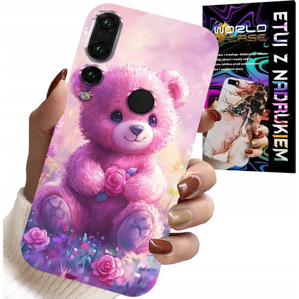 Custodia Per Huawei P20 Pro - Simpatico Orsetto Su Sfondo Rosa, Custodia + Vetro-image