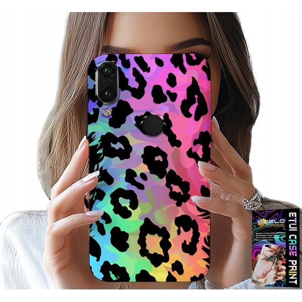 Custodia Per Huawei P Smart 2019 - Vetro Posteriore Colorato Con Stampa Leopardata Arcobaleno-image
