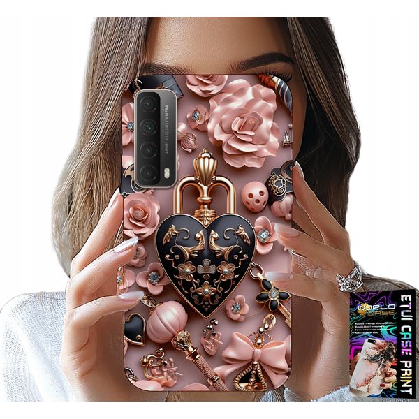Custodia Per Huawei P Smart 2021 - Design Femminile Custodia A Cuore Con Lucchetto + Vetro-image