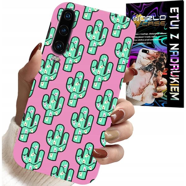Custodia Per Huawei P30 - Cactus, Cactus Su Sfondo Rosa + Pellicola-image