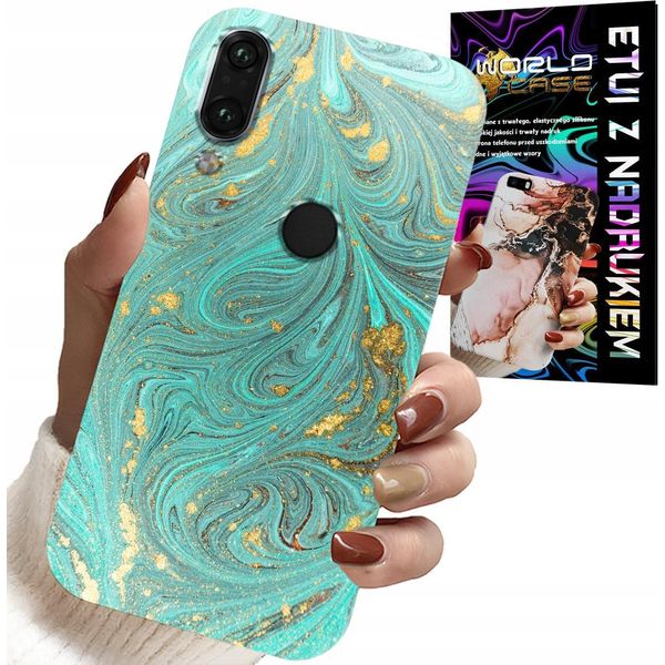 Custodia Per Huawei Y7 2019 - Motivi Marmorizzati + Vetro Temperato-image