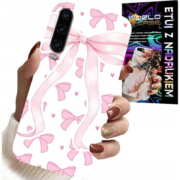 Custodia Per Huawei P30 - Custodia Con Nastri Rosa E Disegni Di Moda-image