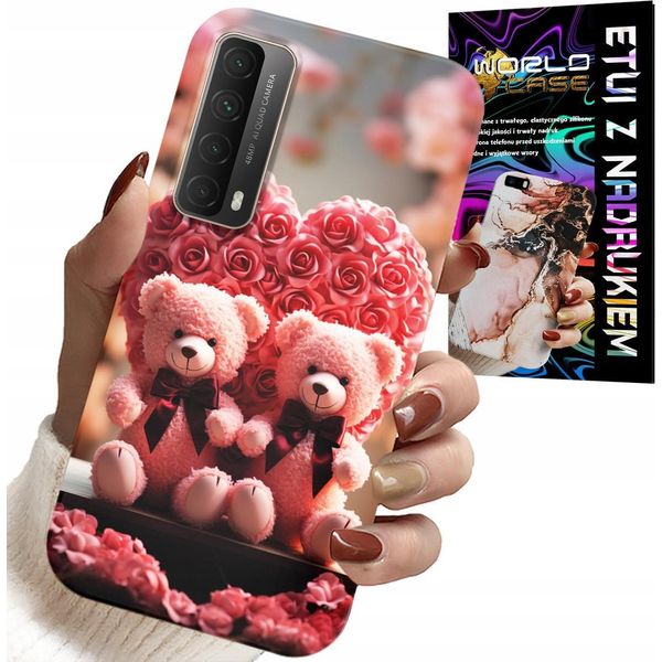 Custodia Per Huawei P Smart 2021 - Rosa Orsetto Famiglia Cuore + Vetro-image