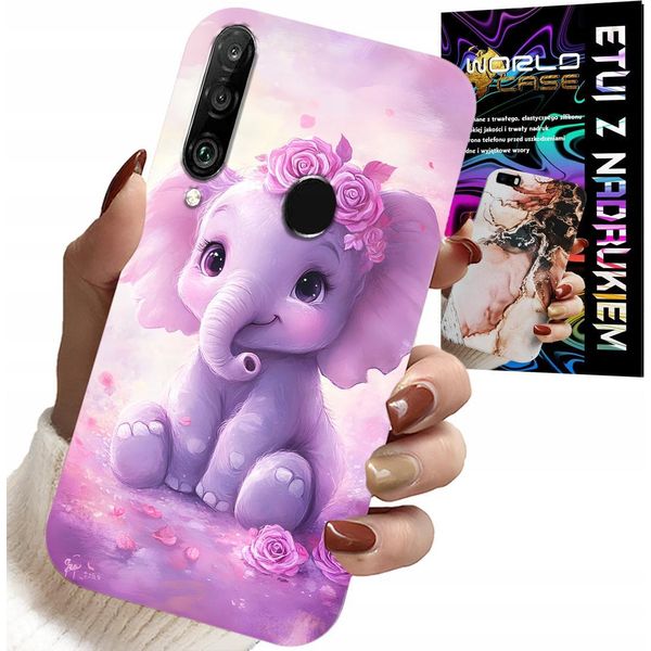 Custodia Per Huawei P30 Lite - Simpatico Elefante Su Sfondo Rosa Custodia + Pellicola-image