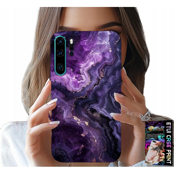Custodia Per Huawei P30 Pro - Marmo Viola Moda Donna + Pellicola-image