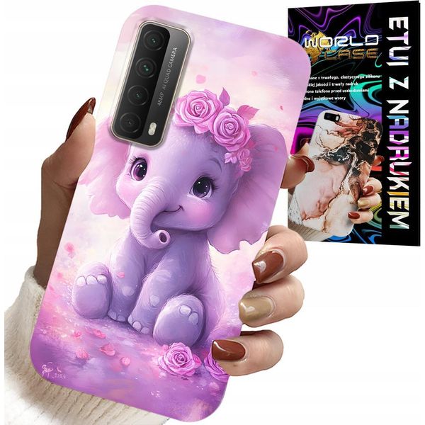 Custodia Per Huawei P Smart 2021 - Simpatico Elefante Su Sfondo Rosa Custodia + Pellicola-image