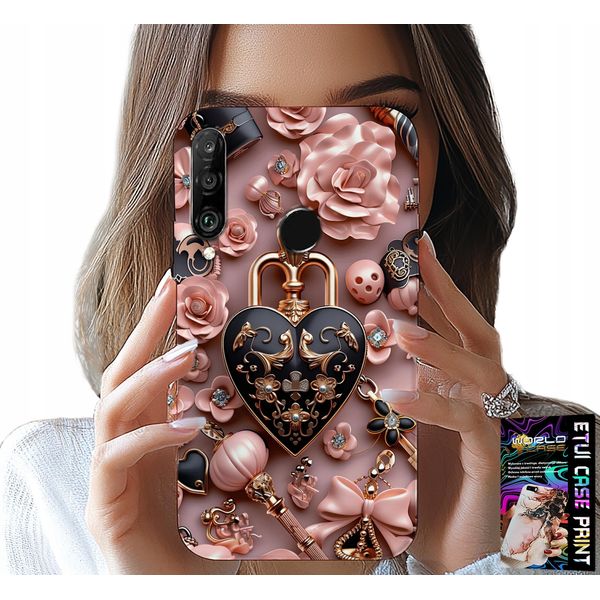 Custodia Per Huawei P30 Lite - Design Femminile Custodia A Cuore Con Lucchetto + Vetro-image