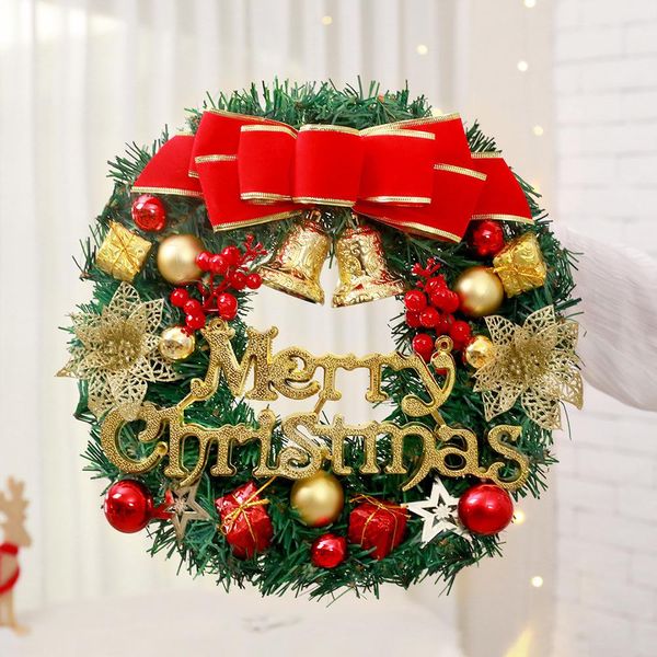 Ghirlanda Di Natale, 30Cm/12 In Ghirlanda Di Natale Ghirlanda Artificiale Per Porta, Ghirlanda Di Decorazione Natalizia Per Camino, Porta D'ingresso, Finestra A Muro, Rosso-image