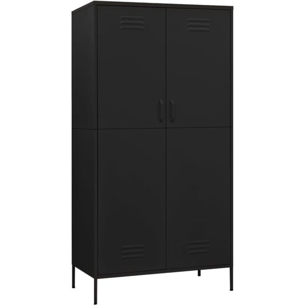 Syfax™ Armadio Nero 90X50X180 Cm In Acciaio-image